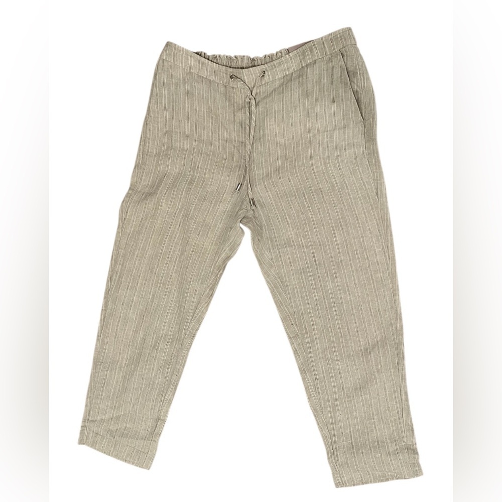 Chico's Women’s elastic back drawstring Striped ankle pants